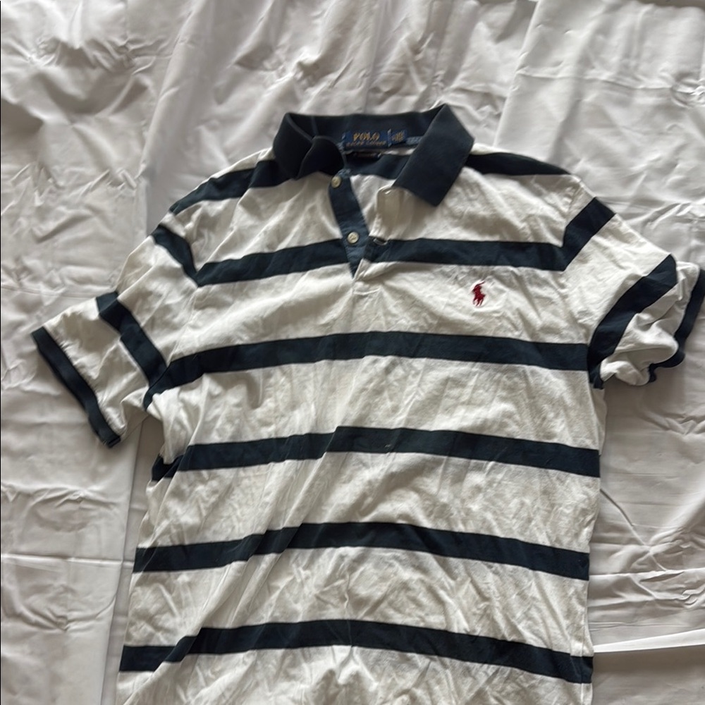 Polo by Ralph Lauren Men's Black and White Striped Shirt